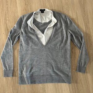 Club Monaco Gray and White Layered Blouse